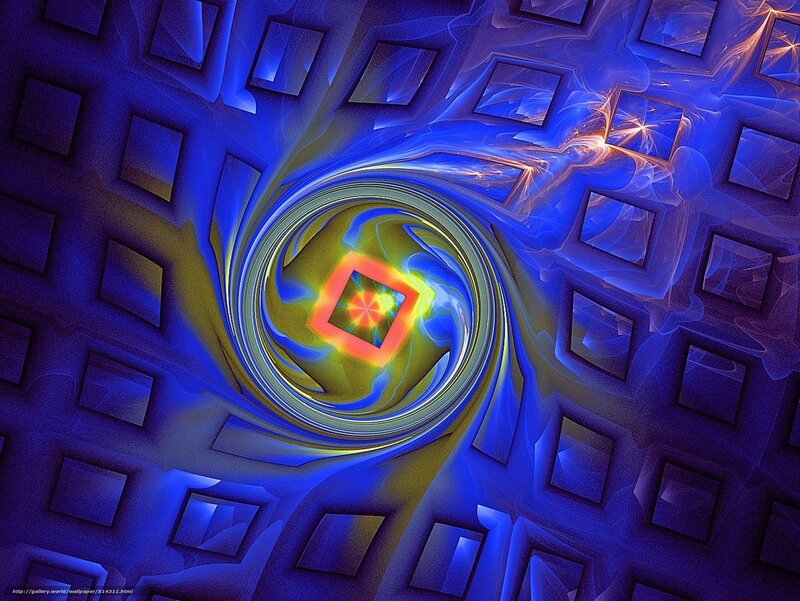 Blue fractal spiral tunnel
