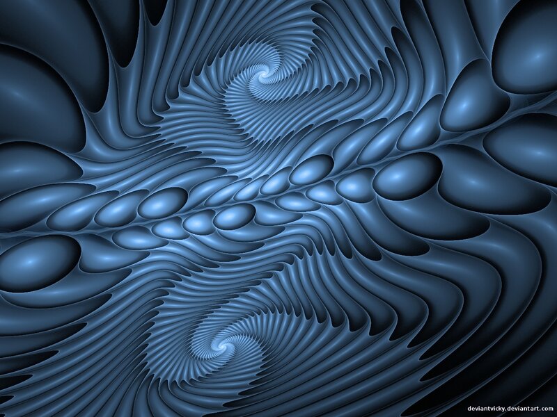 Blue fractal spiral tunnel