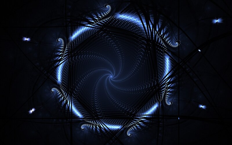 Blue fractal spiral tunnel