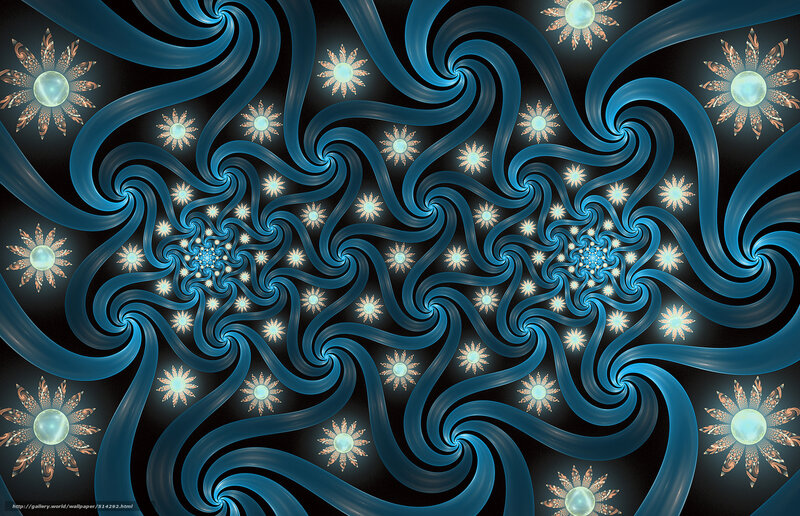Blue fractal spiral with stars
