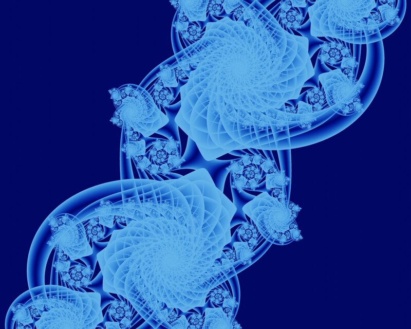 Blue Fractal Spirals — Calm