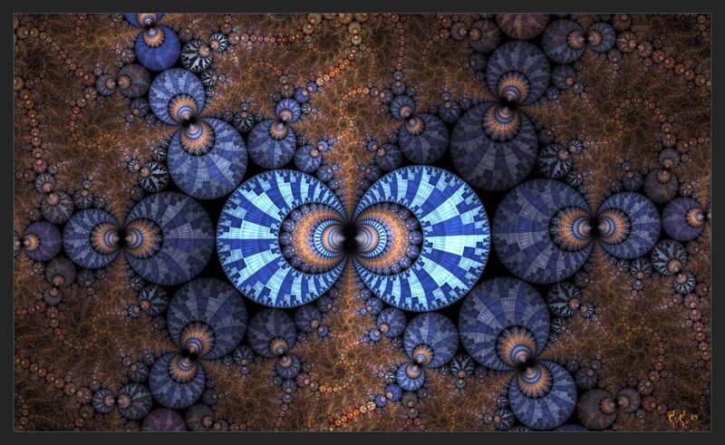 Blue Fractal Spirals — Hypnotic, Digital Art, Circles