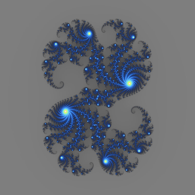 Blue Fractal Spirals — Hypnotic, Digital Art