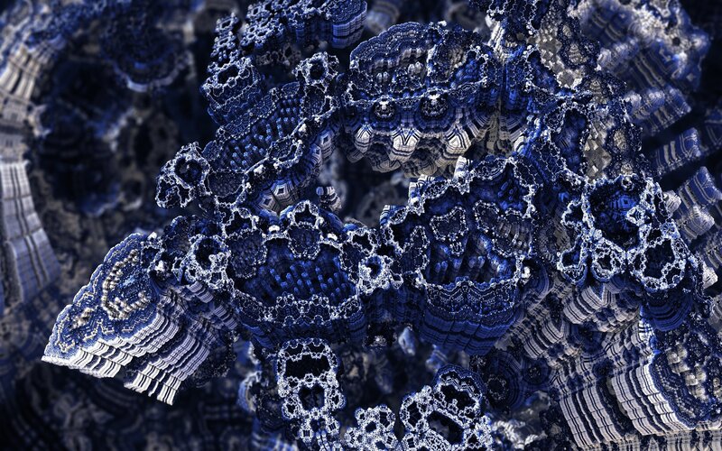 Blue Fractal Structure — Complex, Digital Art