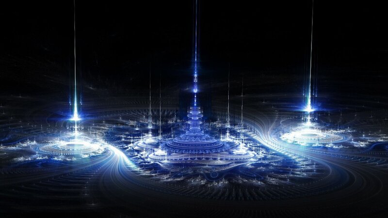 Blue Fractal Structures — Dramatic, Digital Art