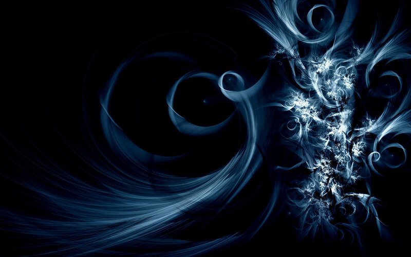 Blue Fractal Swirls — Black, Dramatic