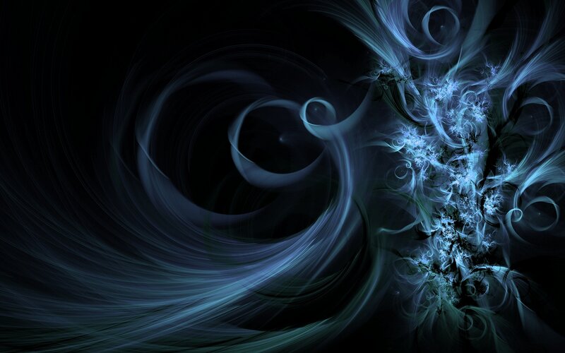 Blue Fractal Swirls — Black, Mystical
