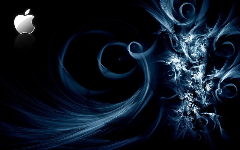 Blue Fractal Swirls — Black