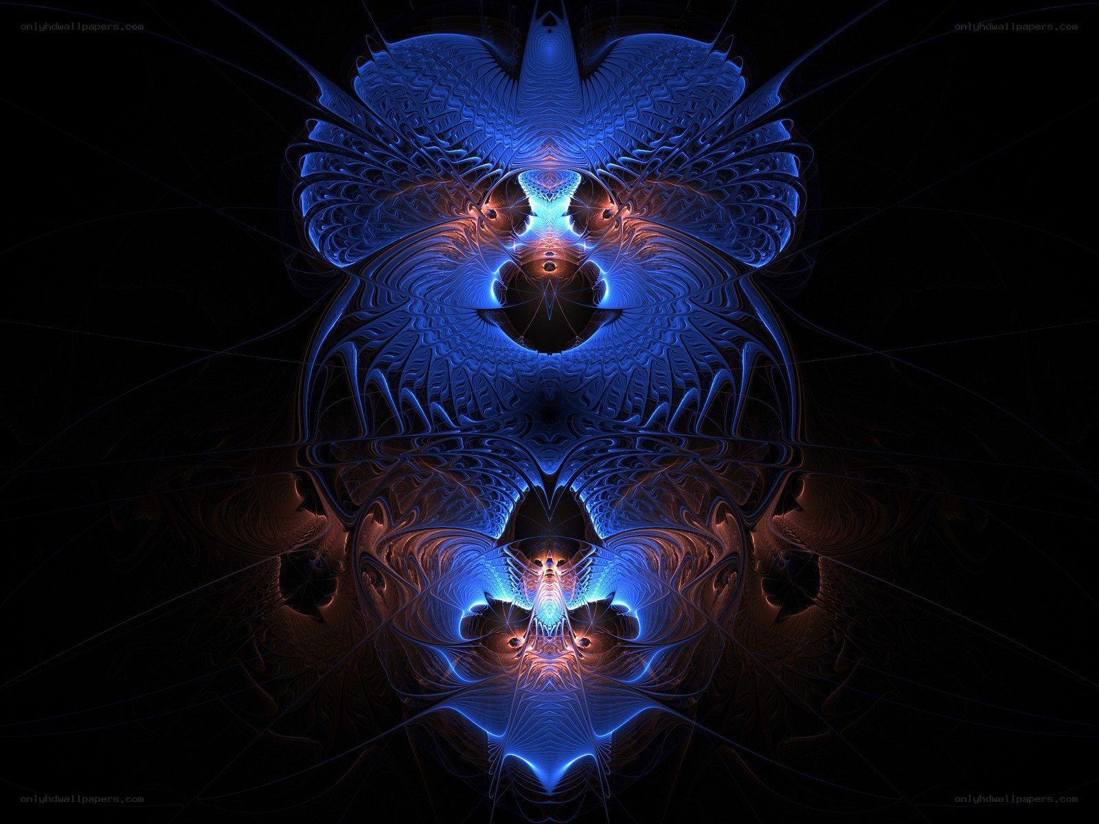 Blue fractal symmetrical design