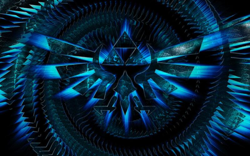 blue fractal Triforce design
