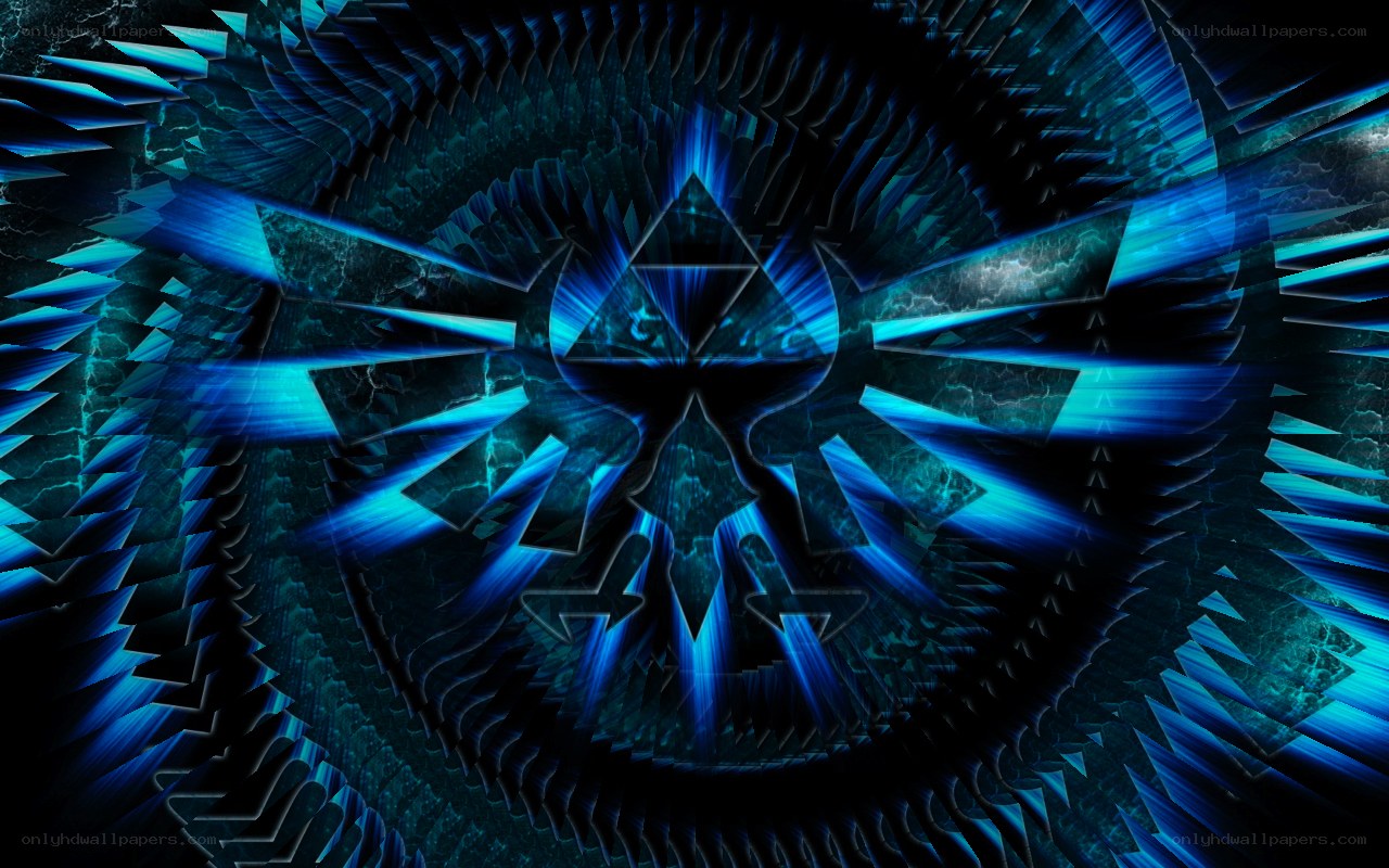 blue fractal Triforce design