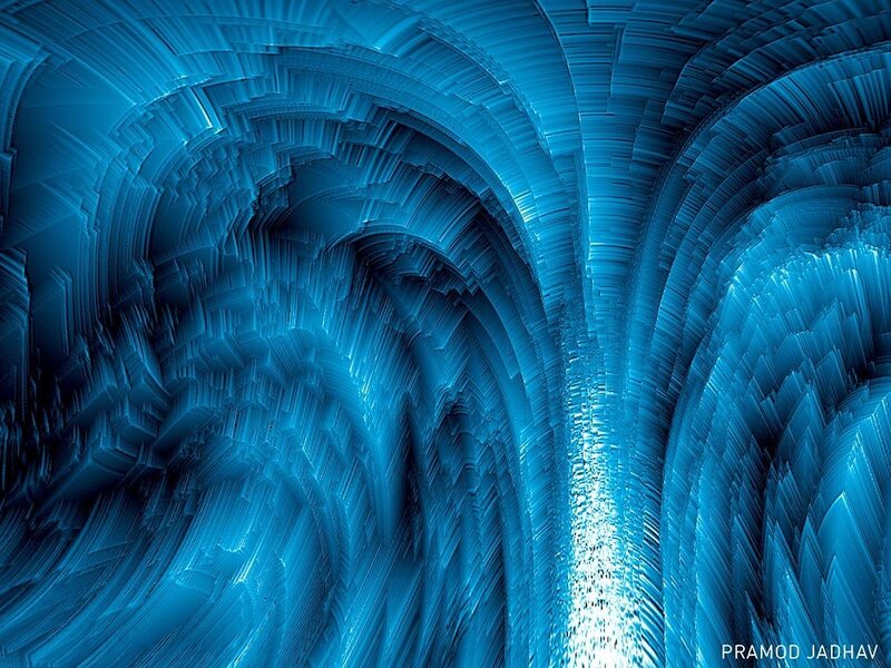 Blue Fractal Tunnel — Abstract