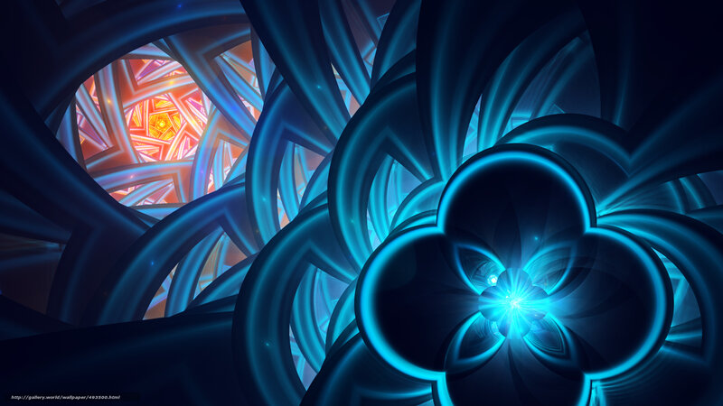 Blue Fractal Tunnel — Dramatic, Digital Art, Light