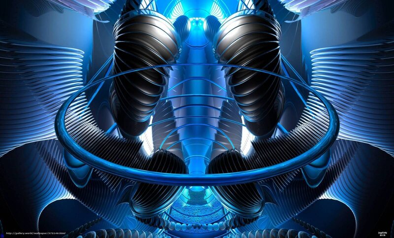 Blue Fractal Tunnel — Dramatic, Digital Art