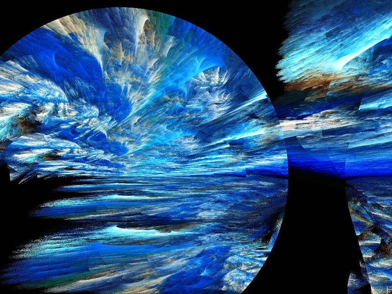 Blue Fractal Tunnel — Dramatic