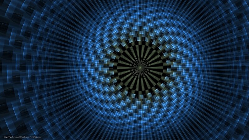 Blue Fractal Tunnel — Hypnotic, Digital Art, Light Rays
