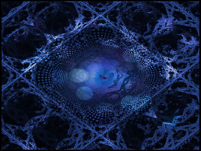 Blue Fractal Tunnel — Hypnotic, Digital Art