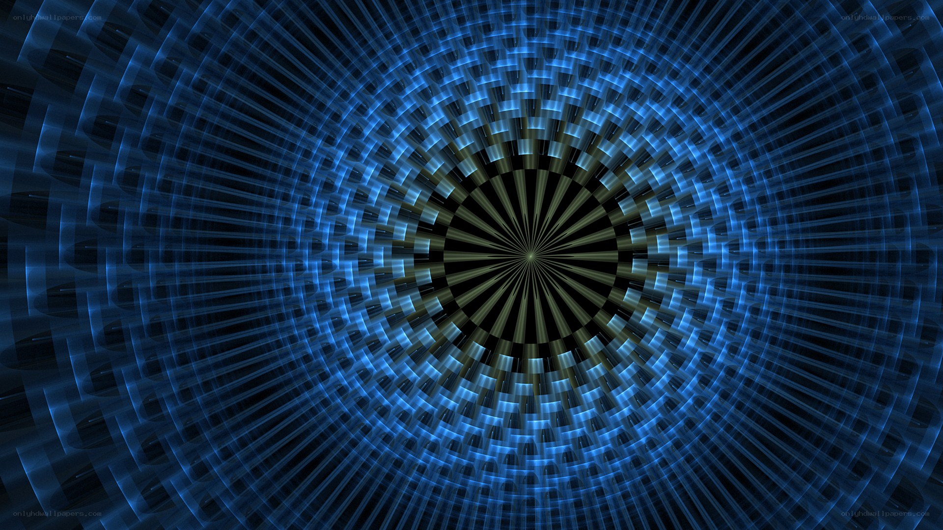 Blue fractal tunnel pattern