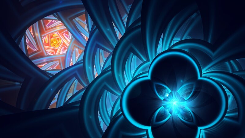 blue fractal tunnel with glowing center