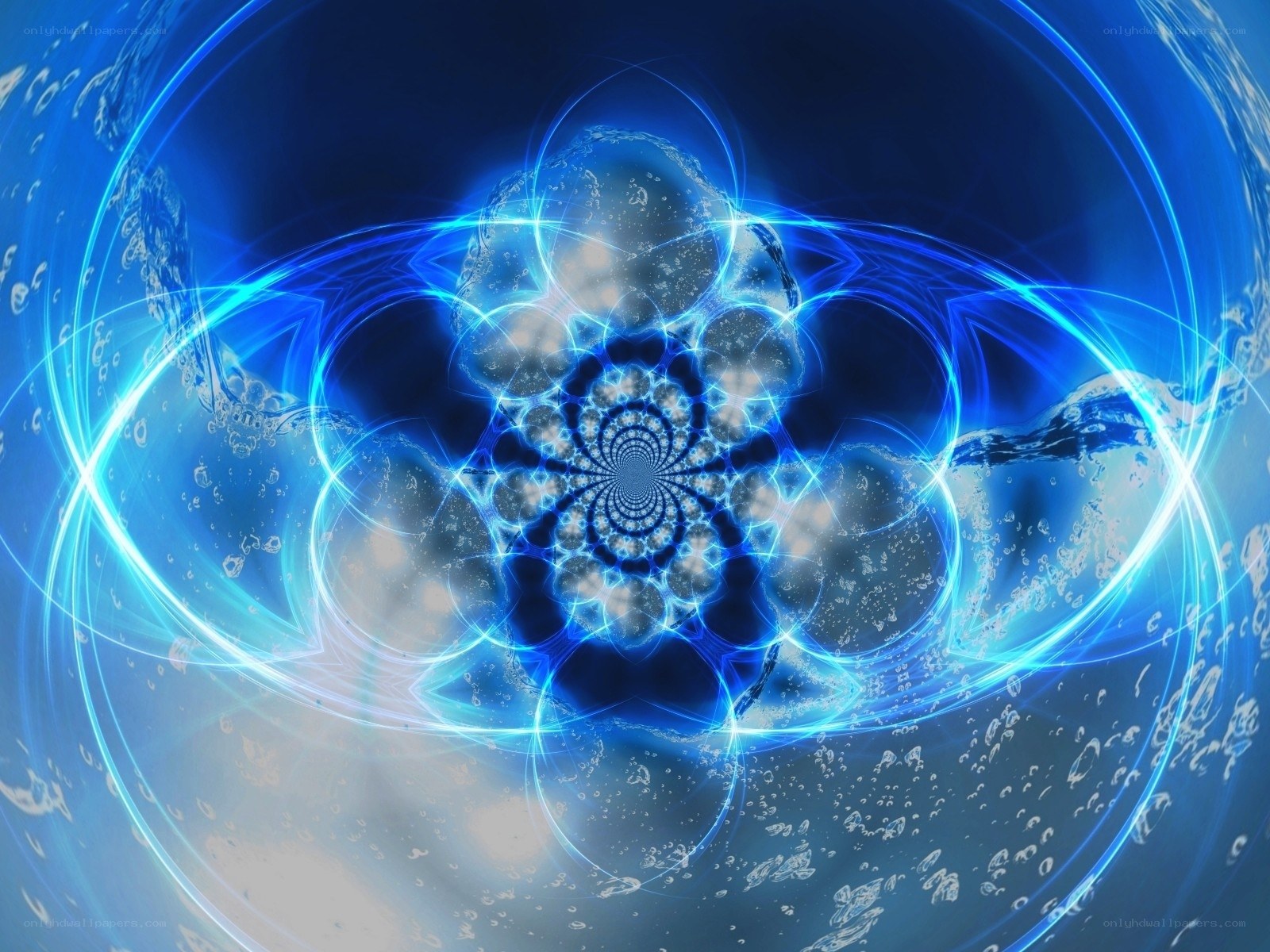 Blue fractal water vortex