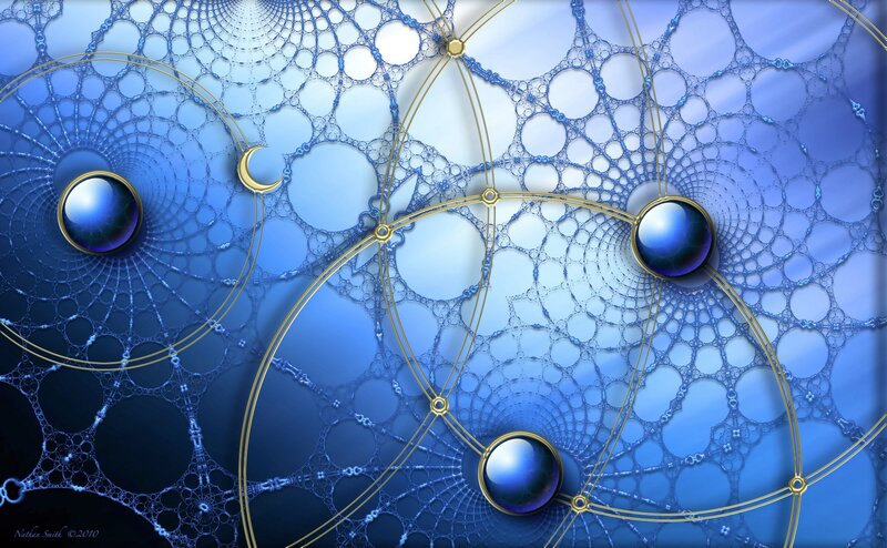Blue fractal web with orbs