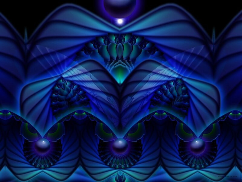 Blue Fractal Wings — Mystical, Night