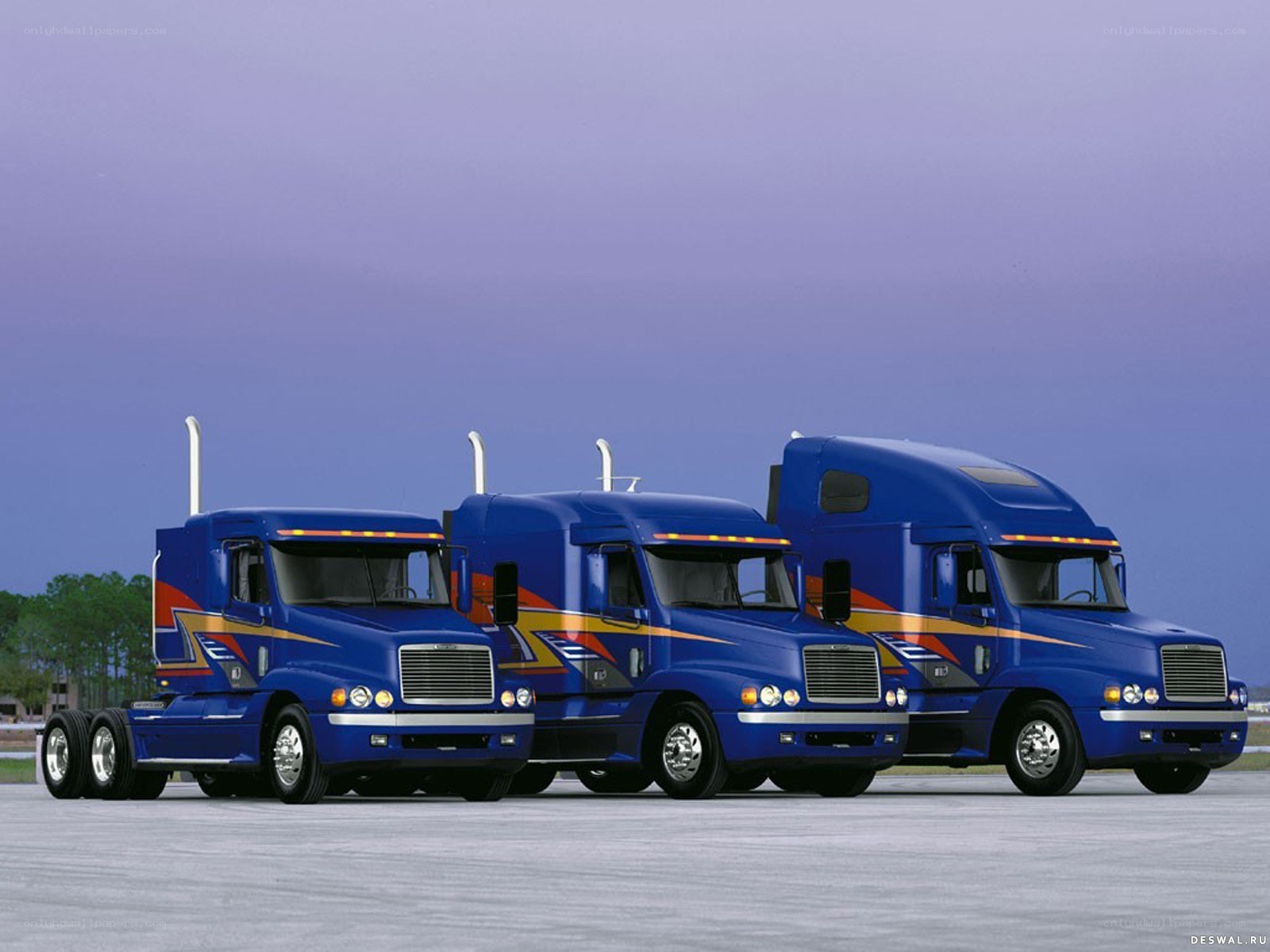 Blue Freight Trucks in a Row