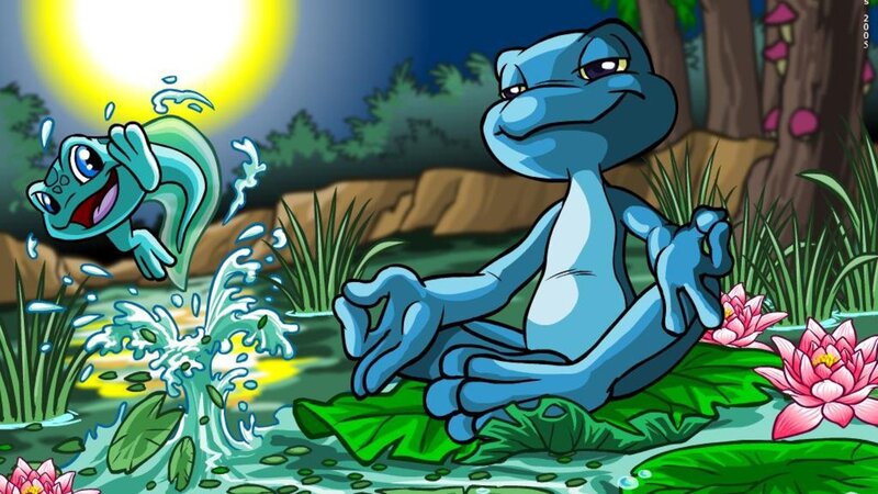 Blue Frogs in Pond