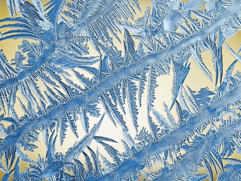 blue frost patterns on glass