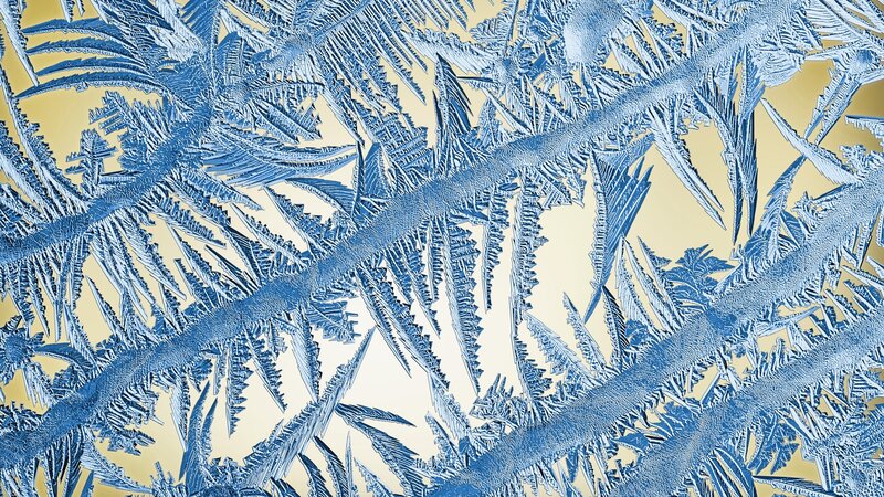 blue frost patterns on glass