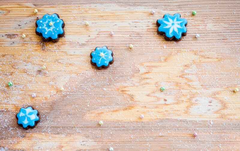 Blue Frosted Cookies — Brown