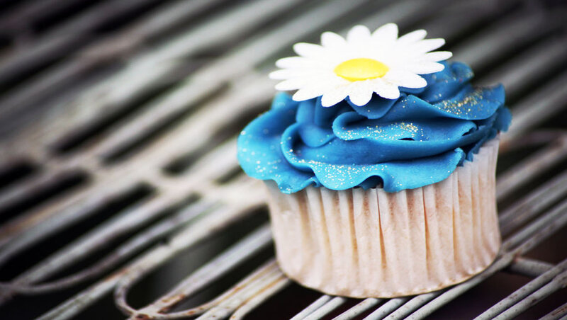 Blue-frosted Cupcake — Blue