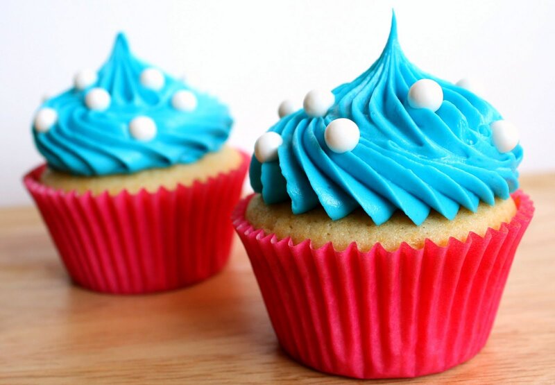 Blue-frosted Cupcakes — Blue, Sweet