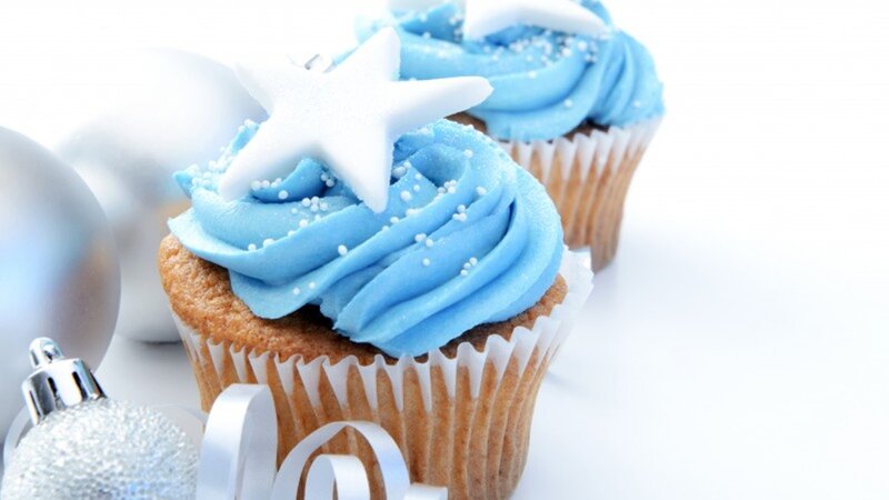 Blue Frosted Cupcakes — Festive