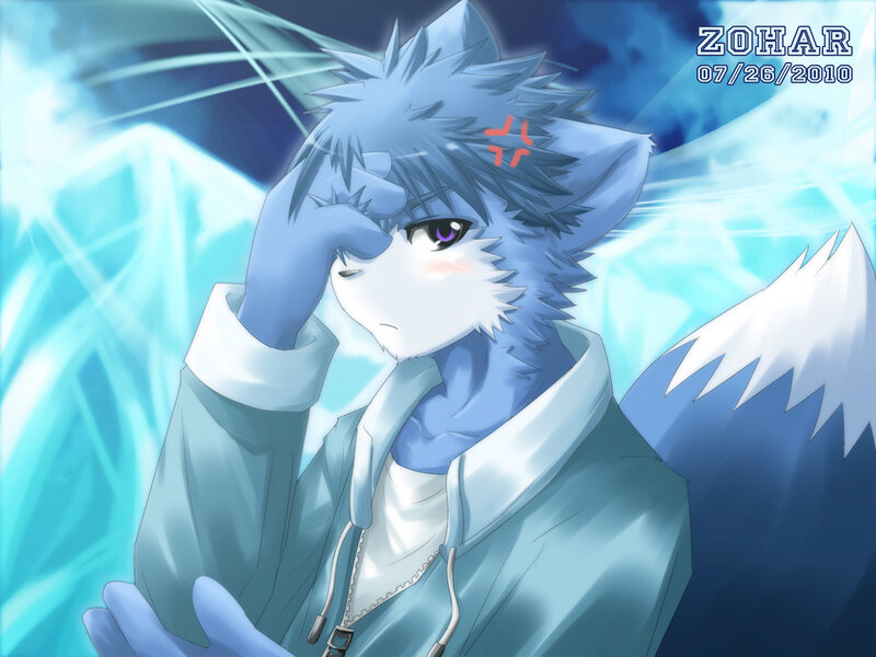 Blue-furred Anthropomorphic Character — Blue, Dramatic