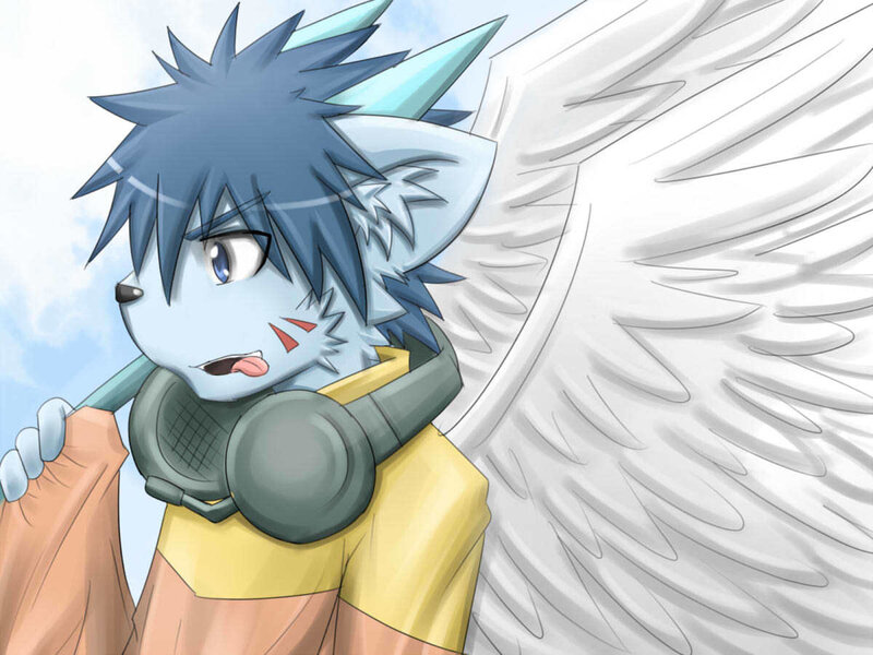 Blue-furred Anthropomorphic Character — Blue, Playful