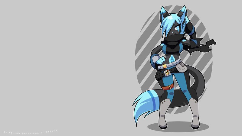 Blue-furred Anthropomorphic Character — Gray