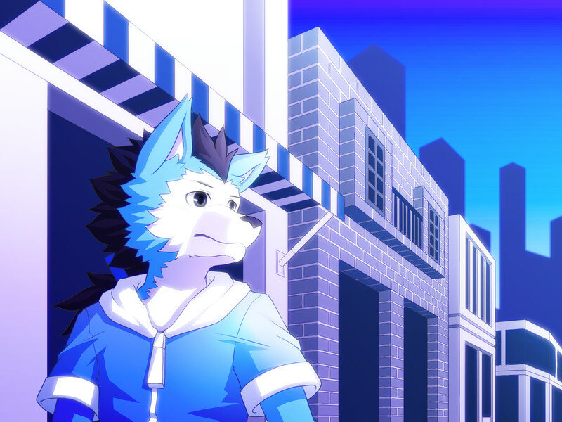 Blue-furred Anthropomorphic Wolf — Blue