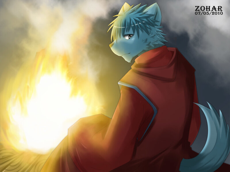 Blue-furred Anthropomorphic Wolf