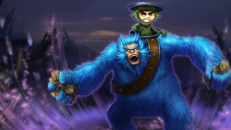 Blue-furred Creature with Rider — Blue