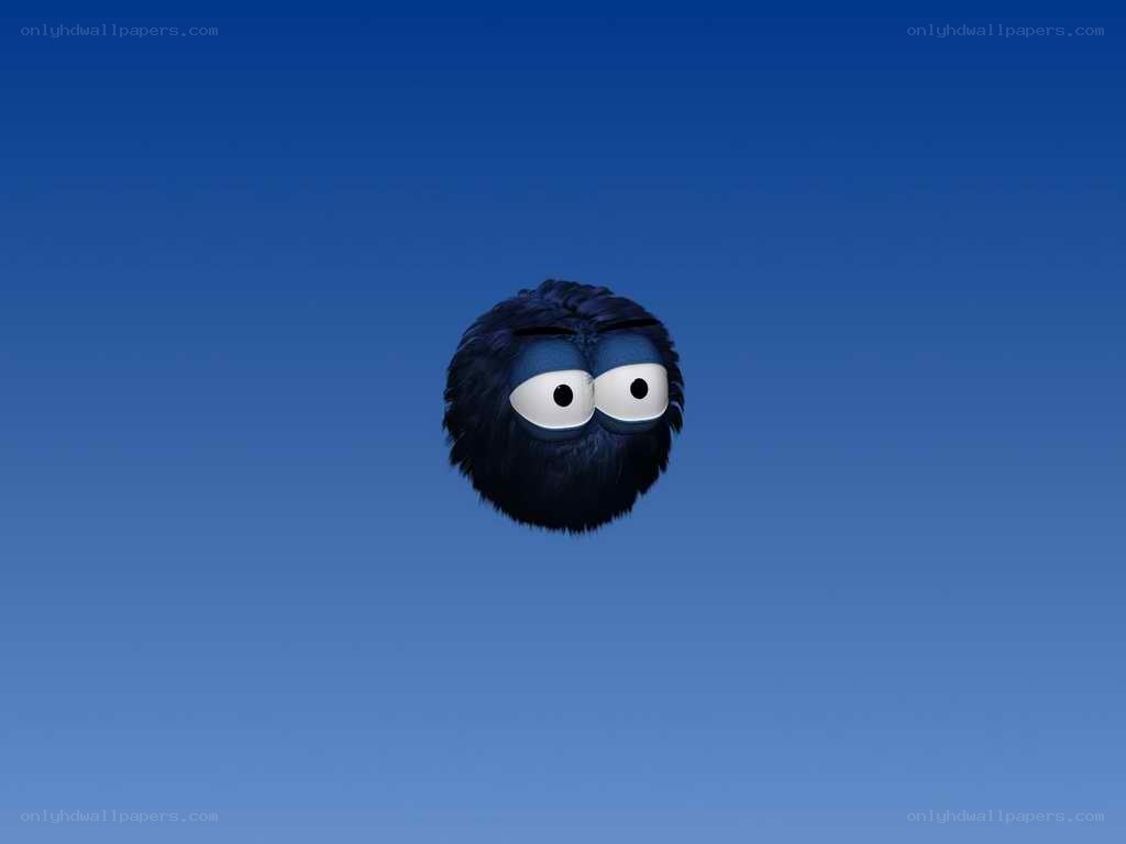 blue furry character floating
