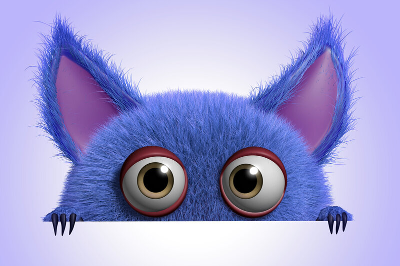 Blue Furry Creature — Playful