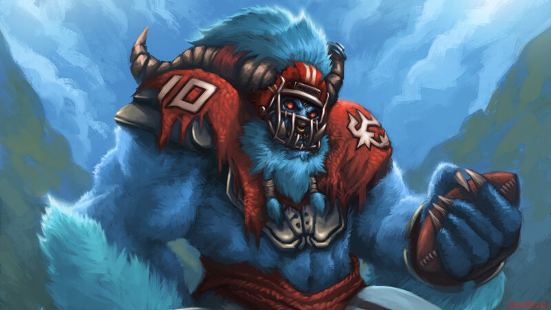 blue furry football player