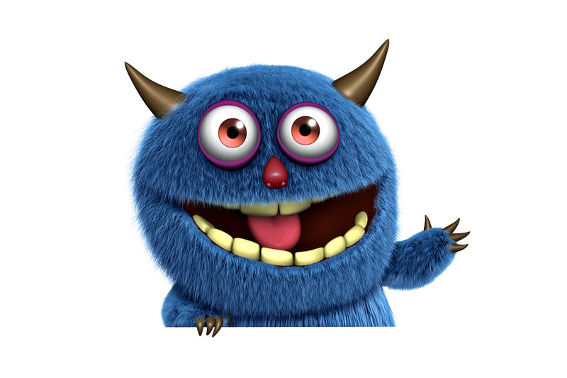 Blue Furry Monster — Playful, 3d Render, Horns