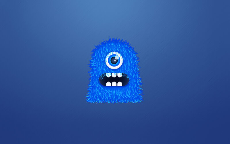 Blue Furry Monster — Playful, Digital Art, One Eye