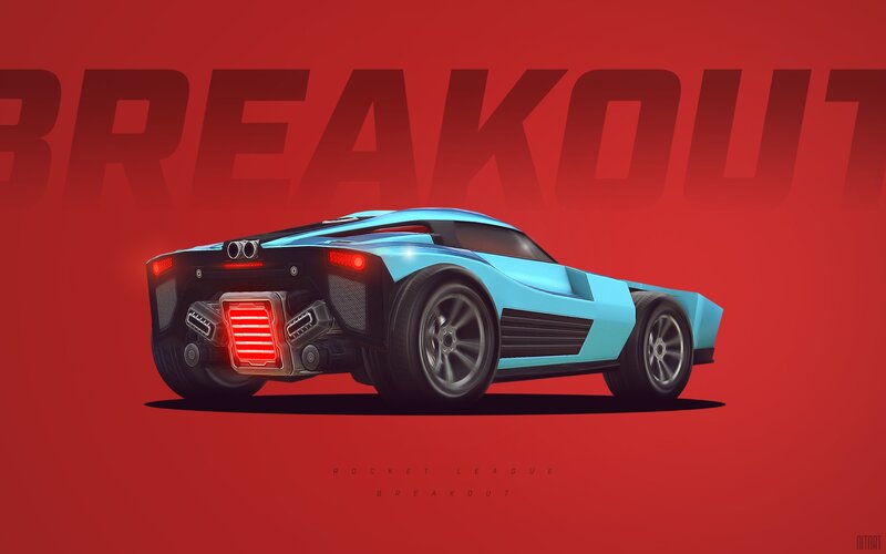 Blue Futuristic Car — Red