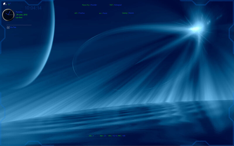 Blue futuristic desktop interface