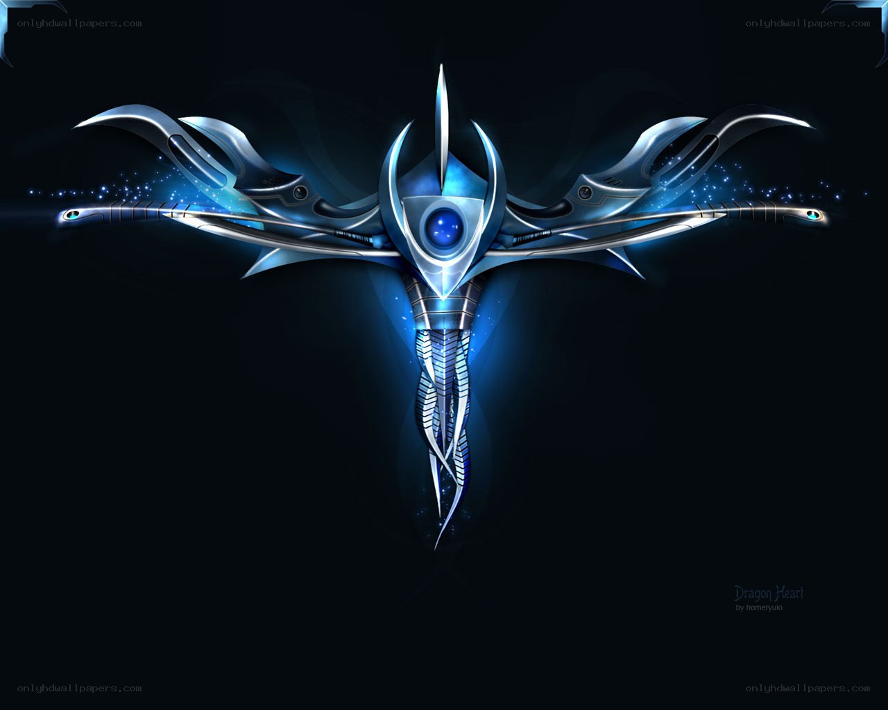 blue futuristic dragon weapon