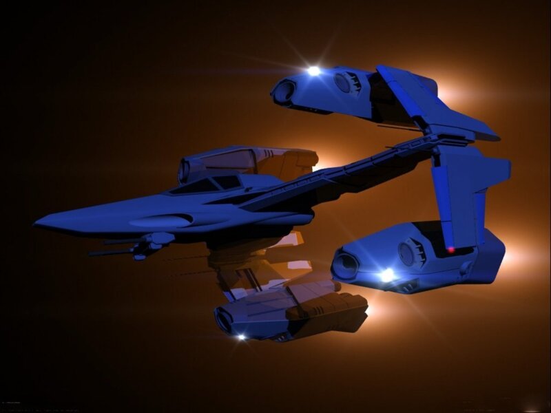 blue futuristic spacecraft