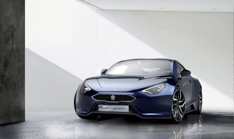 Blue futuristic sports car